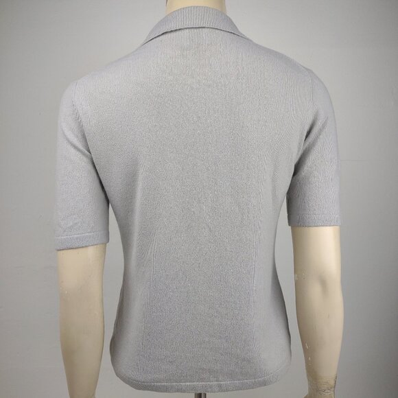 MAG light gray 100% Cashmere short sleeve button front cardigan ladies Small - Picture 5 of 7